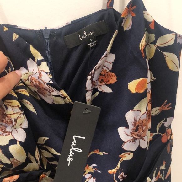Lulu’s NWT My Favorite Day Navy Blue Floral Print Tulip Skirt Midi Dress 🌸💙 - Picture 7 of 12